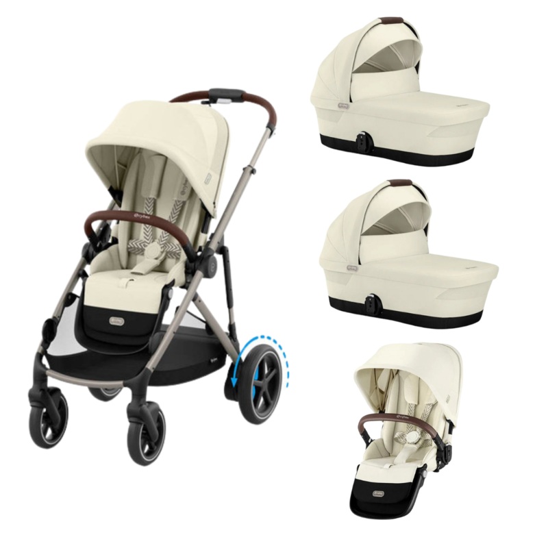 Cybex eGazelle S Twin Bundle (2 seats & 2 carrycots) – Seashell Beige
