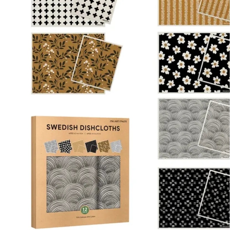 Eco-Friendly Swedish Dishcloths – 12-Piece Set in Grey and Beige