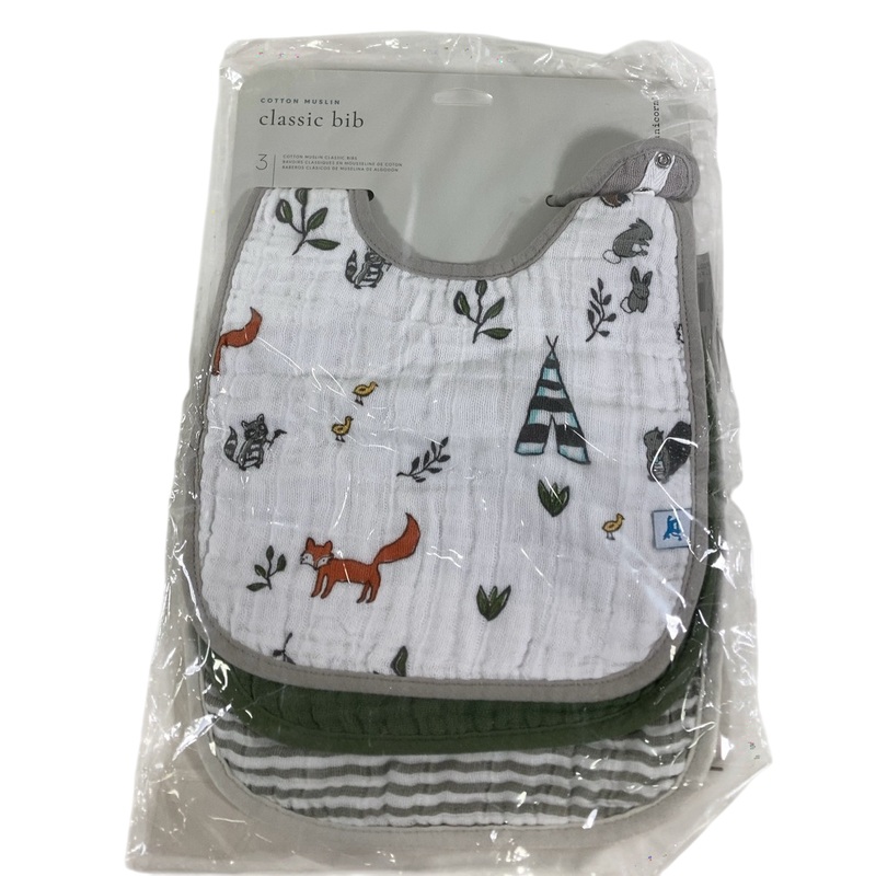 Little Unicorn Cotton Muslin Classic Bib (3 Pack), Forest Friends 2