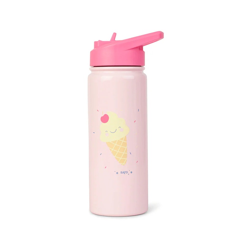 Thermos Bottle With Straw – Pink