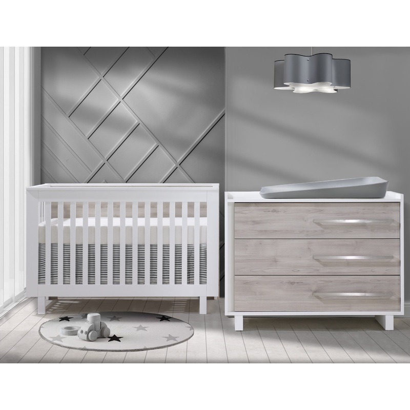 Tulip Juvenile Urban Crib & Dresser Set – White/Sand