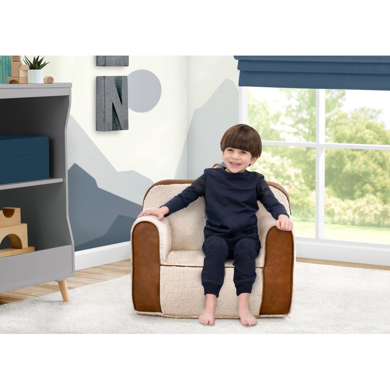Cozee Sherpa and Faux Leather Chair for Kids
