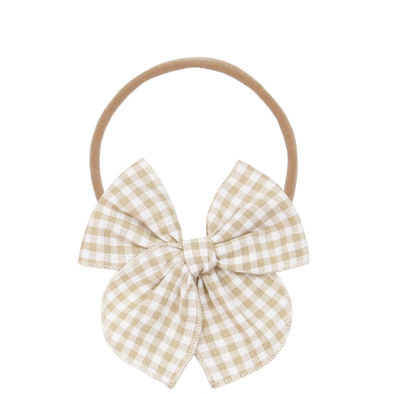 Heirloom Bow – Tan Gingham Headband
