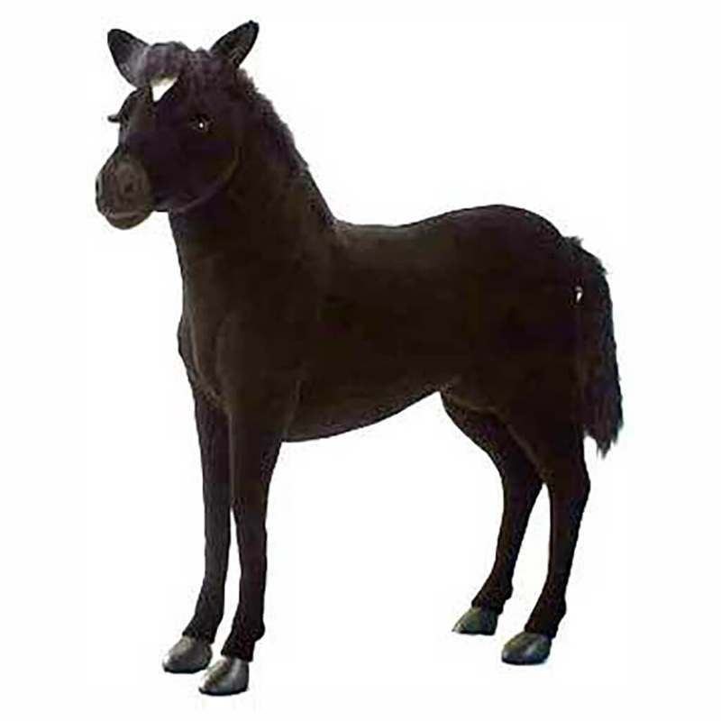 HNC Realistic Plush Animal Ride On Black Beauty Horse