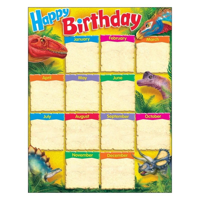 Birthday Discovering Dinosaurs Learning Chart