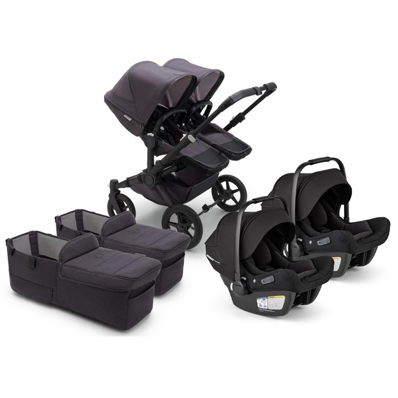Bugaboo Donkey 5 + Turtle Air Shield Mineral Twin Travel System Bundle – Black / Washed Black / Black