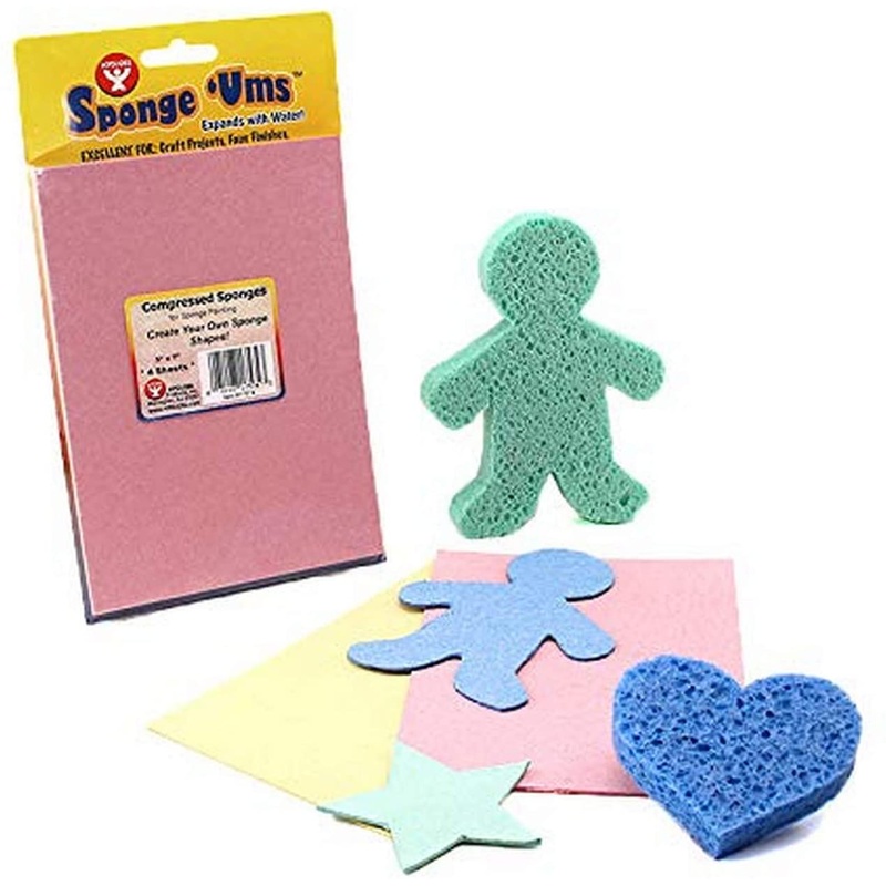 Compressed Sponges for Crafts, 2.5-Inch Hearts, Assorted Colors, 6 Pcs