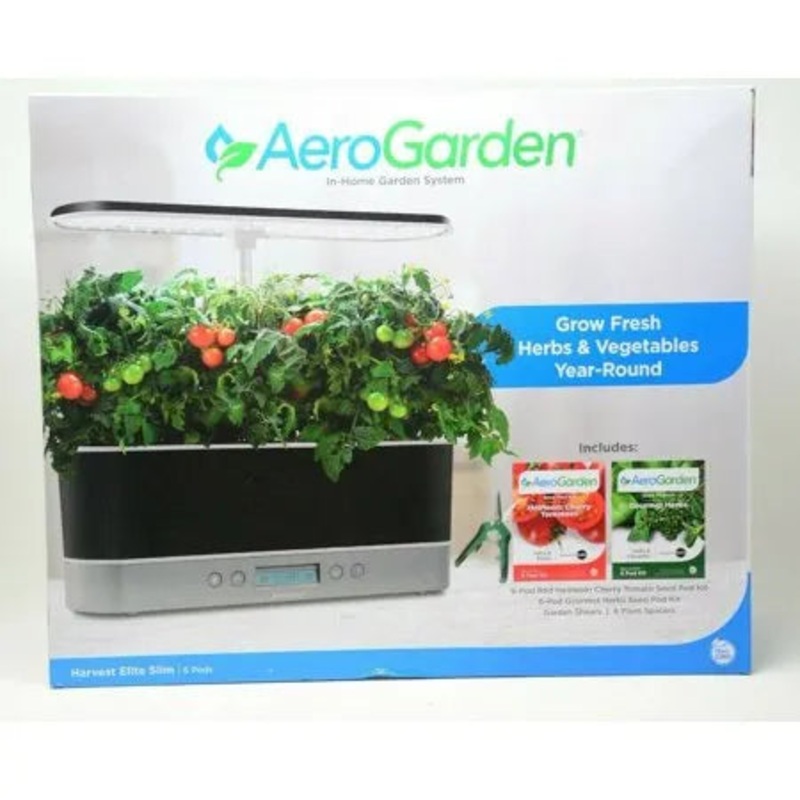 Harvest Elite Slim Indoor Garden – Brushed Platinum with Seed Pods
