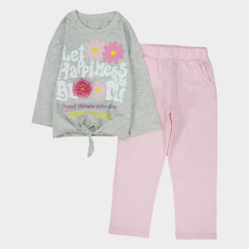 “Let Happiness Bloom” Long-Sleeved Fleeced Pajama