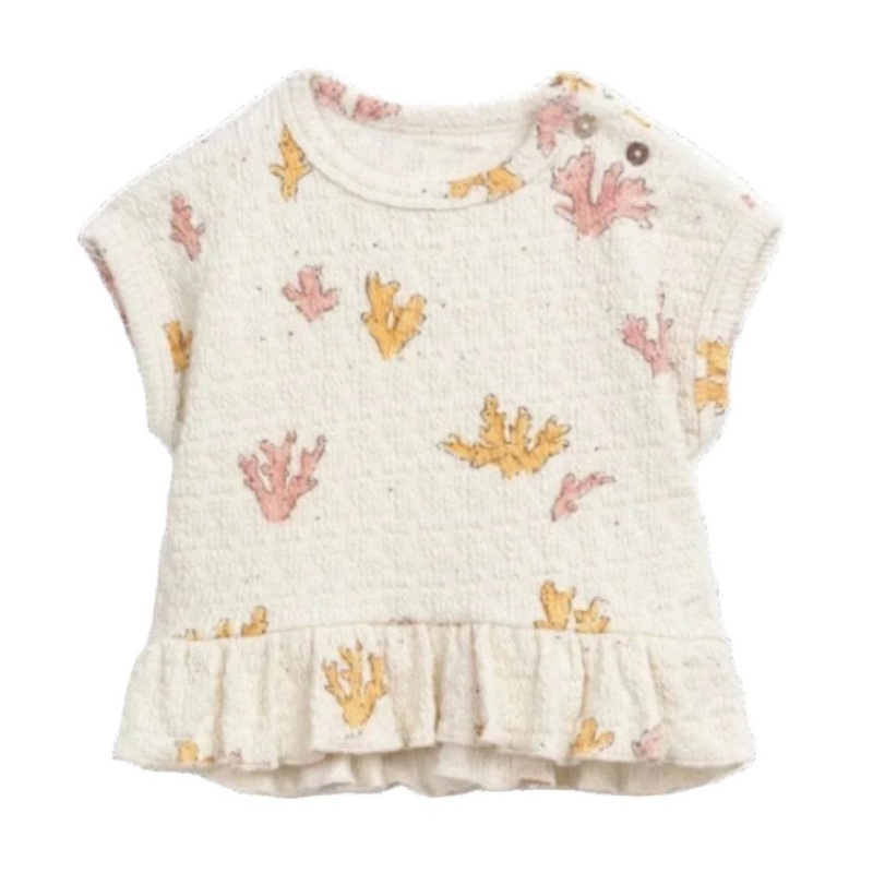 Play Up – Organic Jersey Jacquard Tee – Coral
