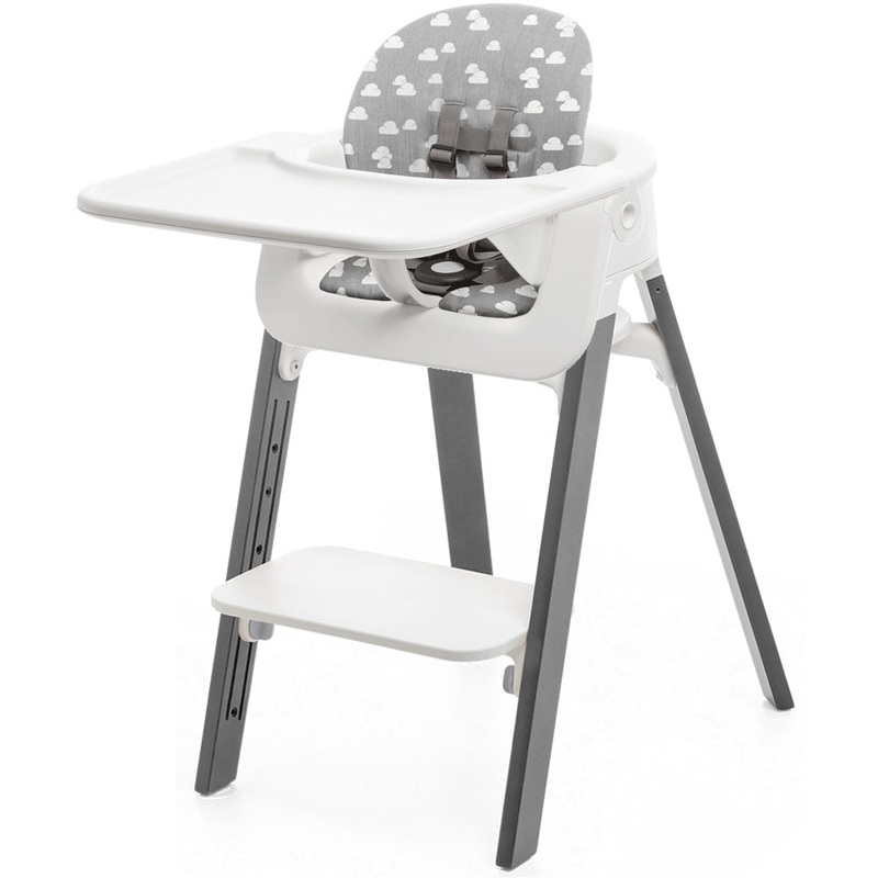 Stokke Steps Complete High Chair with Cushion – White/Storm Grey/Grey Clouds