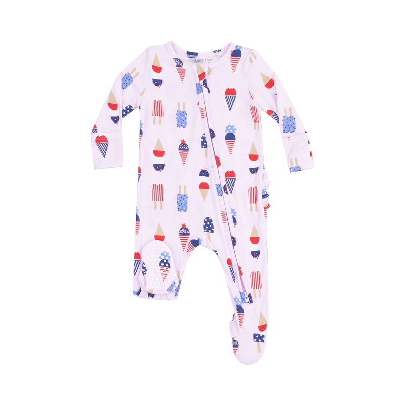 American Ice Cream Pink 2-Way Zipper Ruffle Back Footie