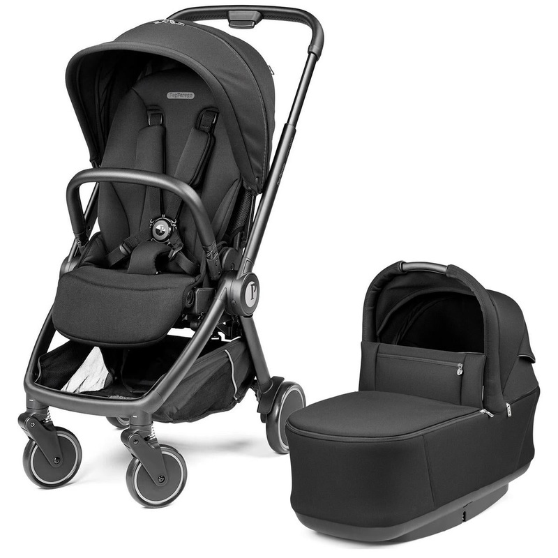 Peg Perego City Loop Stroller + Pop Up Bassinet With Stand Bundle – Black / True Black / True Black