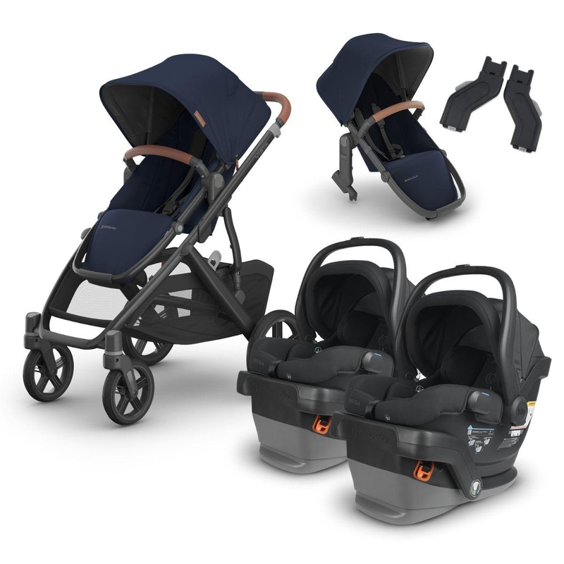 UPPAbaby VISTA V3 Twin Double Stroller with V2+ Rumbleseat + MESA V2 Travel System Bundle – Noa / Jake