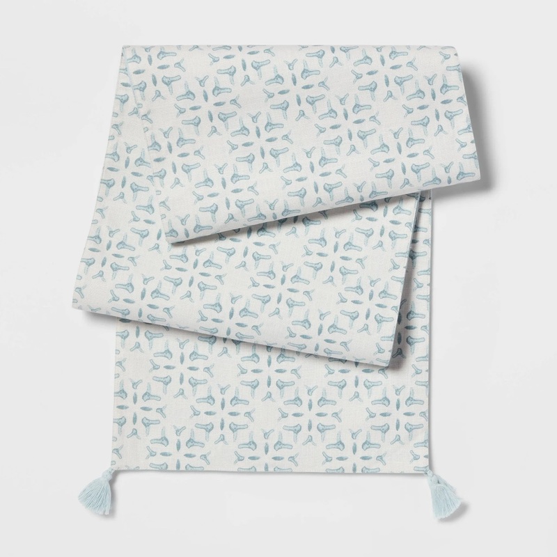 108″ x 14″ Cotton Slub Table Runner with Tassels Blue (See Description)