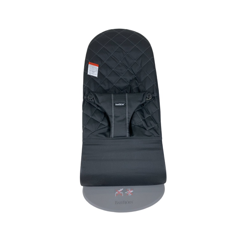 BabyBjorn Bouncer Bliss, Black Cotton Classic Quilt, Dark Gray Frame
