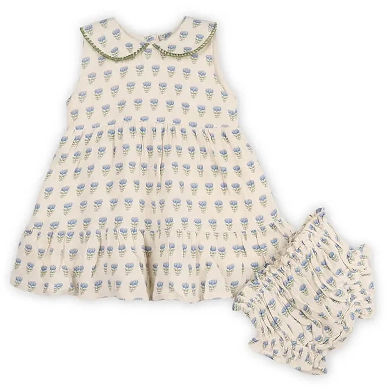Harper Peter Pan Collar Floral Baby Flare Dress with Bloomer