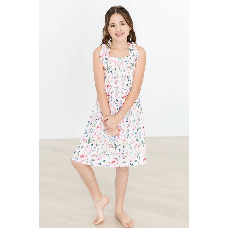 Butterfly Meadows Ruffle Cross Back Dress