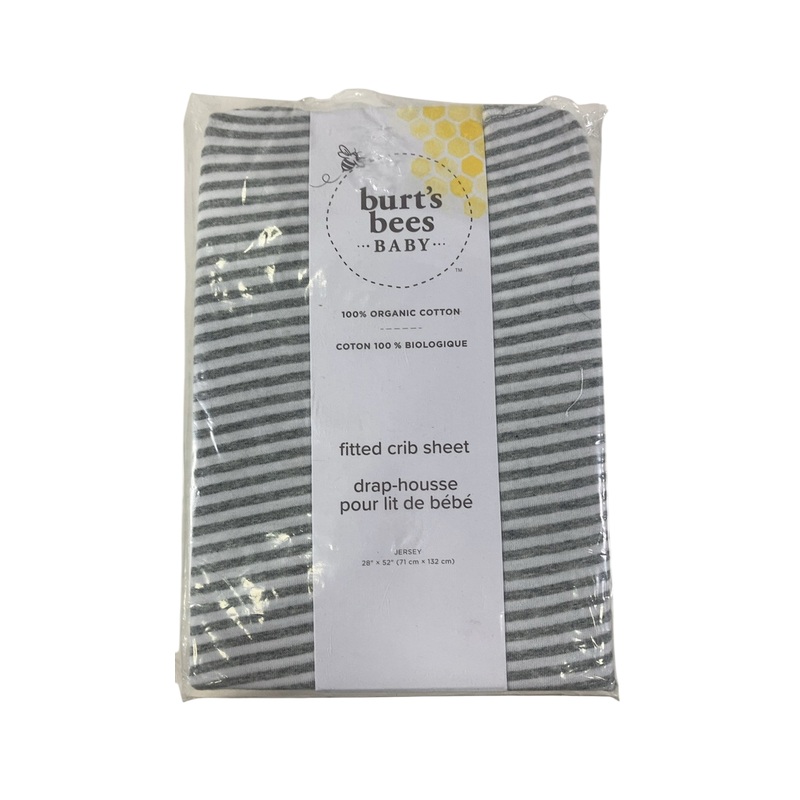 Burt’s Bees Baby Organic Cotton Jersey Fitted Crib Sheet, Heather Grey Stripes