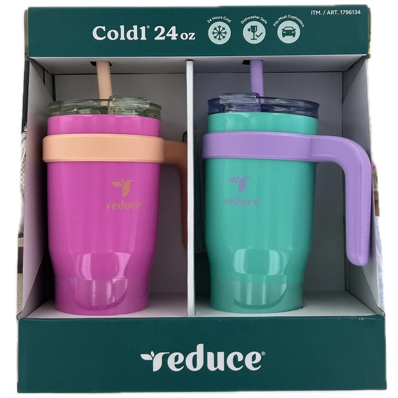 Reduce 24 oz Cold1 Mug, Set of 2 – Stylish Pink & Teal Insulated Cups