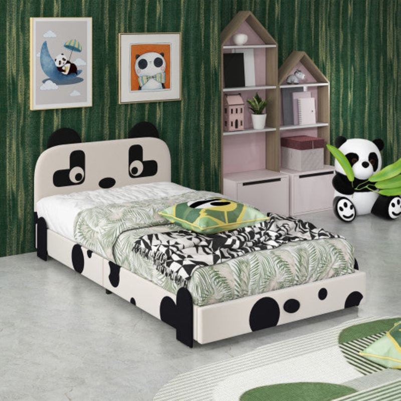 Twin Size Kids Bed With Cute Panda Headboard