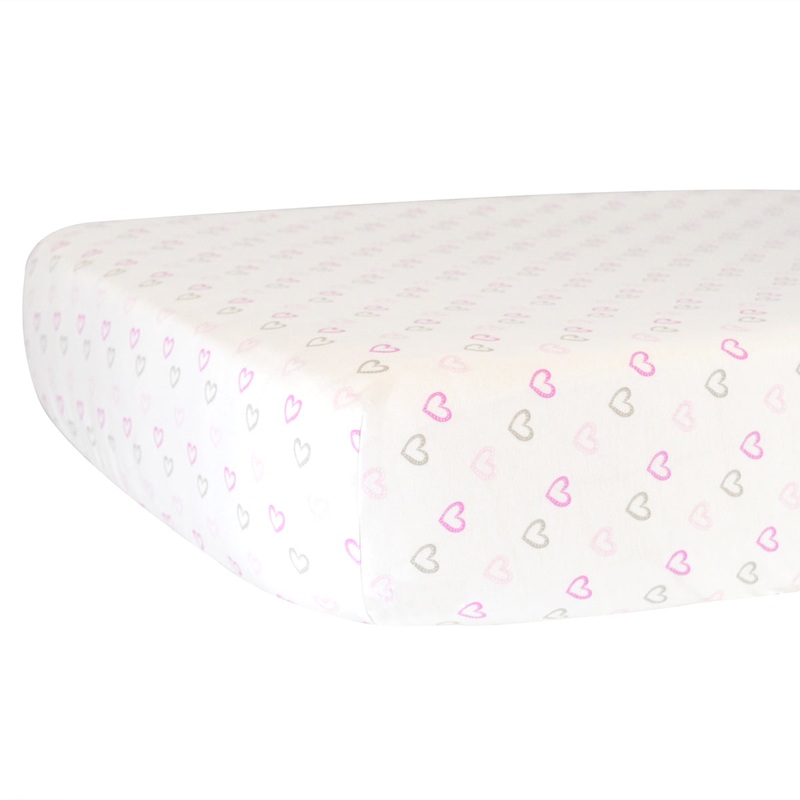 Hello Spud Organic Cotton Fitted Crib Sheet – Pink Hearts