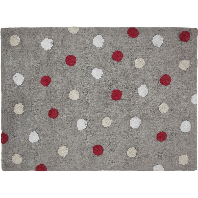 Lorena Canals Tricolor Polka Dots Rug – Red (4′ x 5′ 3″)