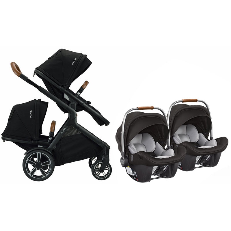 Nuna DEMI Grow + PIPA Lite LX Twin Travel System Bundle – Caviar/Caviar