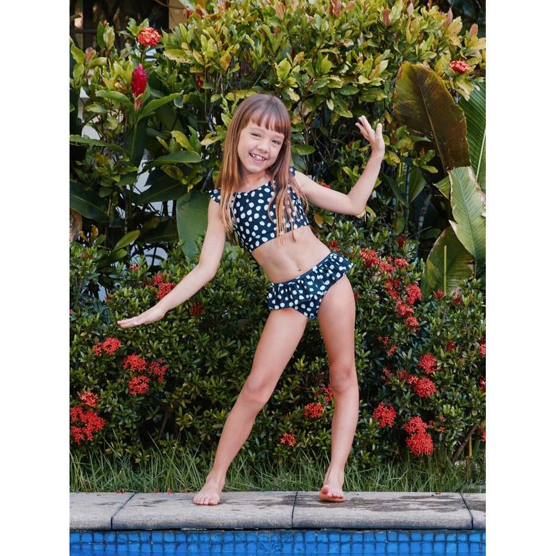 Tea Collection Ruffle Sleeve Tankini Swim Set – Jaguar Spot Dots