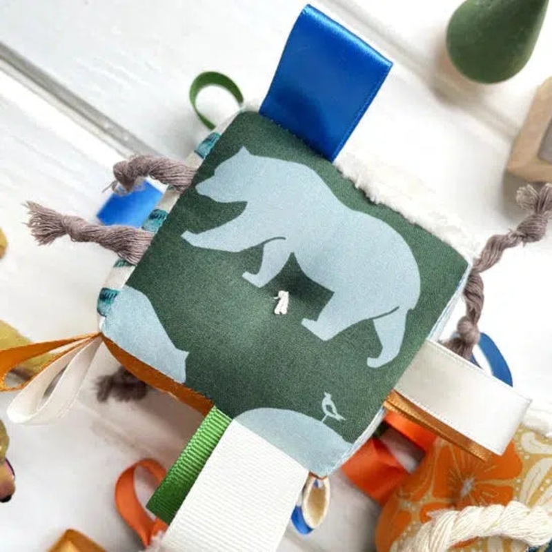 The Bird + Elephant – Handmade Soft Sensory Block – 3″ River Bear