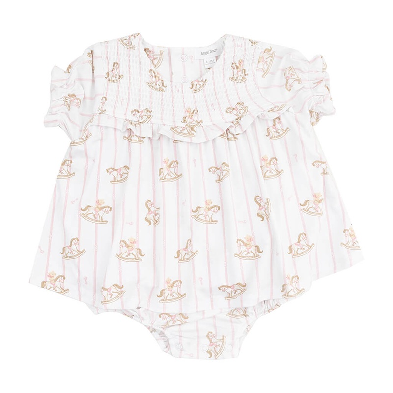 ADR Smocked Ruffle Bubble with Skirt Vintage Rocking Horse