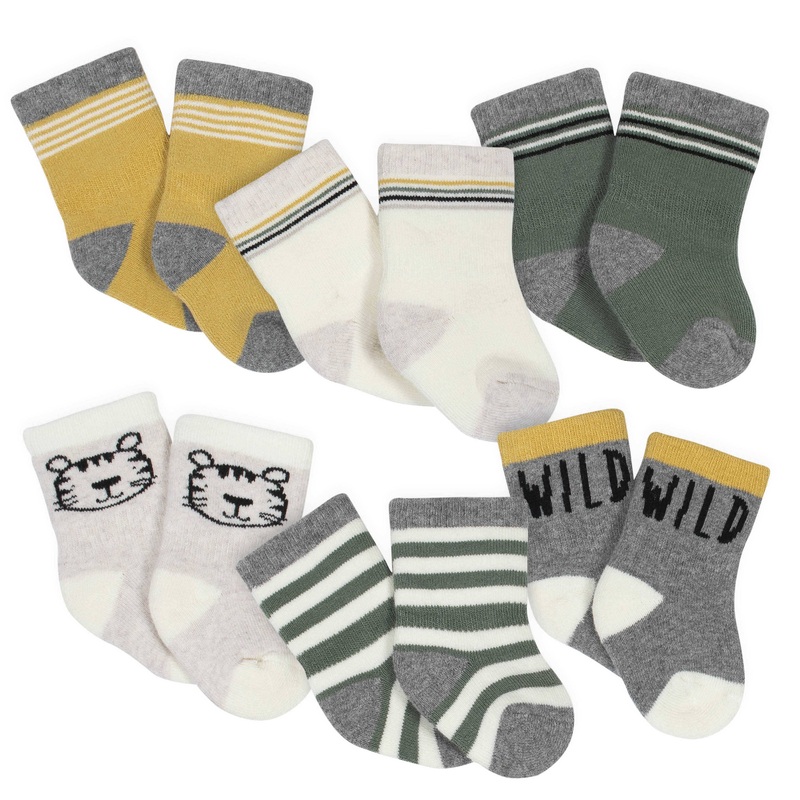 Gerber 6-Pack Baby Boys Tiger Wiggle-Proof Crew Socks