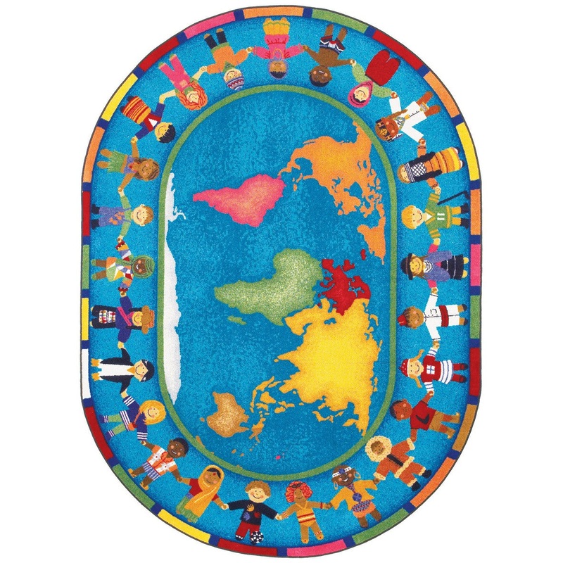 Hands Around the World 5’4″ x 7’8″ Oval area rug in color Multi