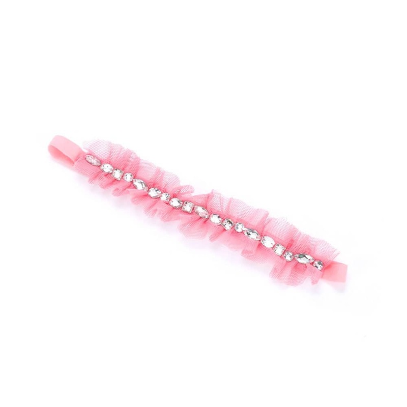 Peppercorn Kids Lace Rhinestone Headband – Pink Sorbet