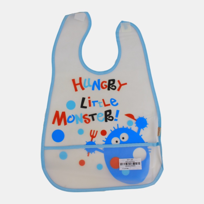 Baby Bib  White with Hungry Little Monster Design
