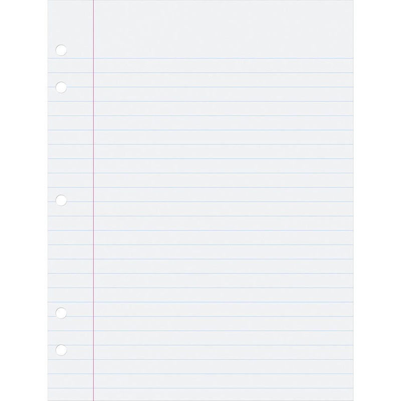 Pacon Composition Paper 8″ x 10-1/2″ White, 5-Hole Punched, Red Margin 500 Sheets
