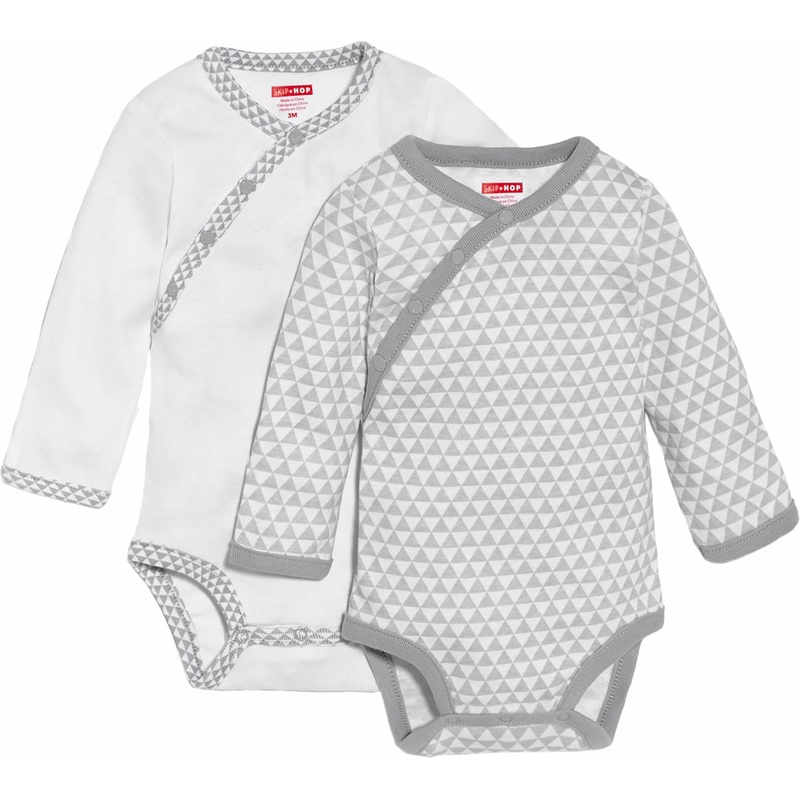 Skip Hop Petite Triangles 2-Pack Long Sleeve Bodysuits – Grey (Newborn)