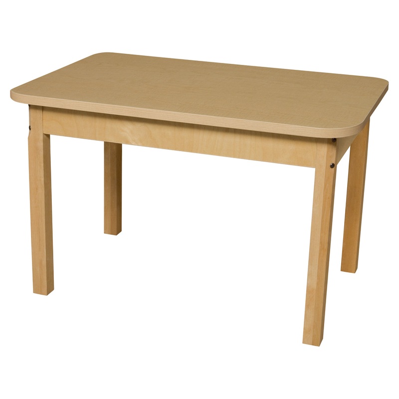 24″ x 36″ Rectangle High Pressure Laminate Table with Hardwood Legs- 22″