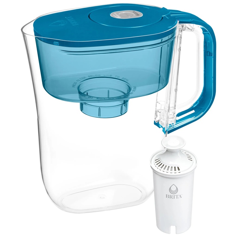 Brita Water Filter 6-Cup Denali Water Pitcher Dispenser with Standard Water Filter – Teal