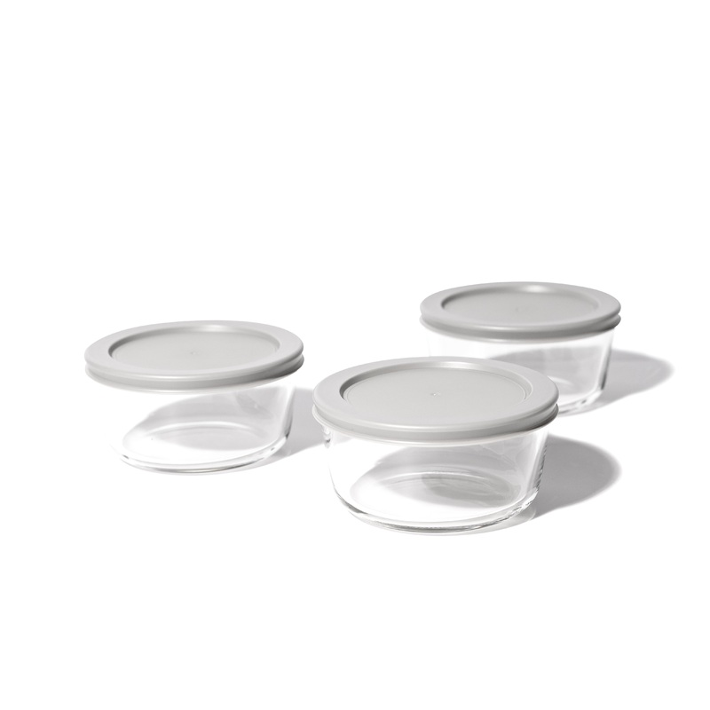 Glass Food Storage Containers – 6 Piece 2 Cup Set (3 Containers + 3 Lids)