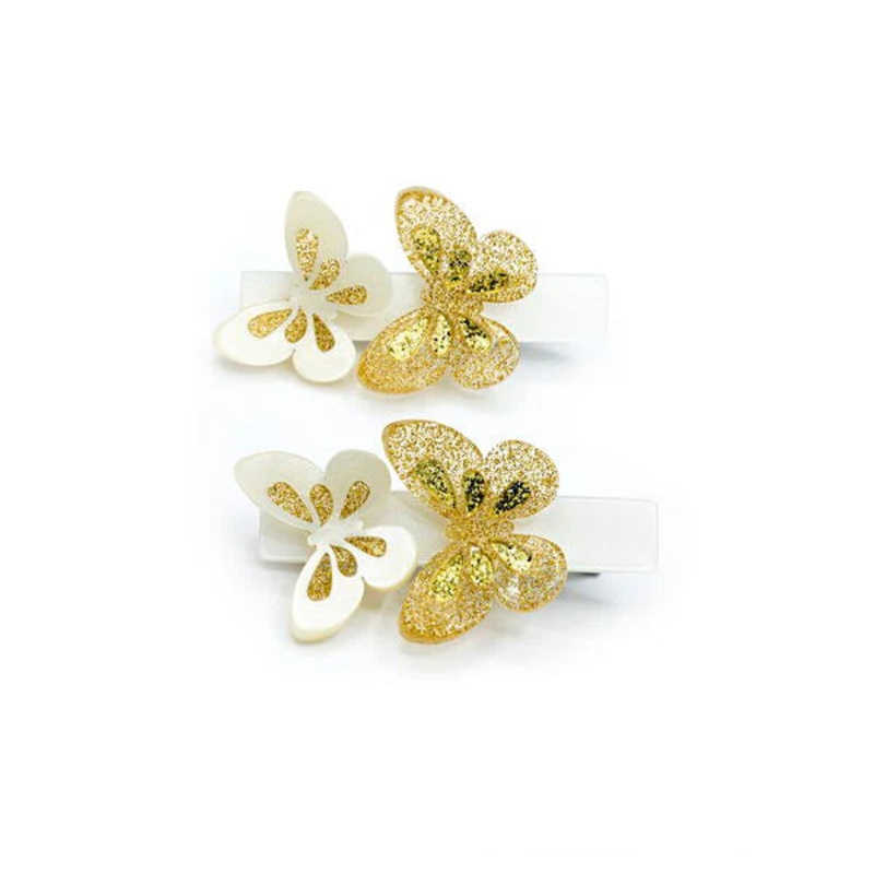 Lilies & Roses Butterfly Gold Hair Clips
