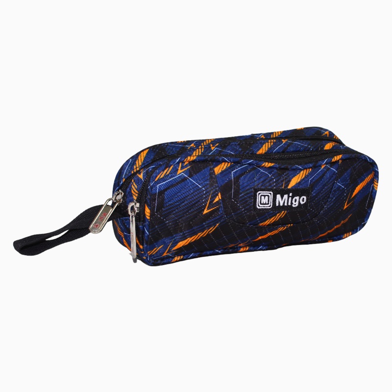 Multicolored Pencil Case – Black & Orange Print