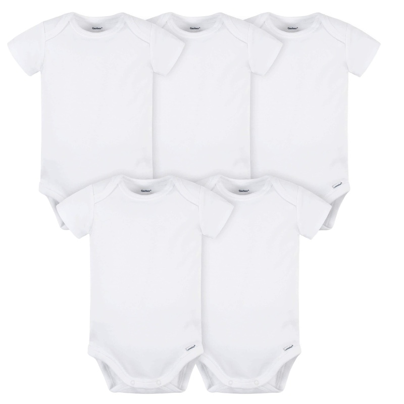 5-Pack Baby White Premium Short Sleeve Onesies Bodysuits
