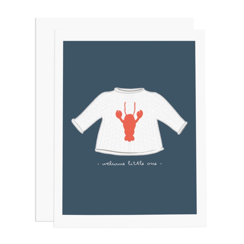 Lobster Sweater Welcome Little One Greeting Card