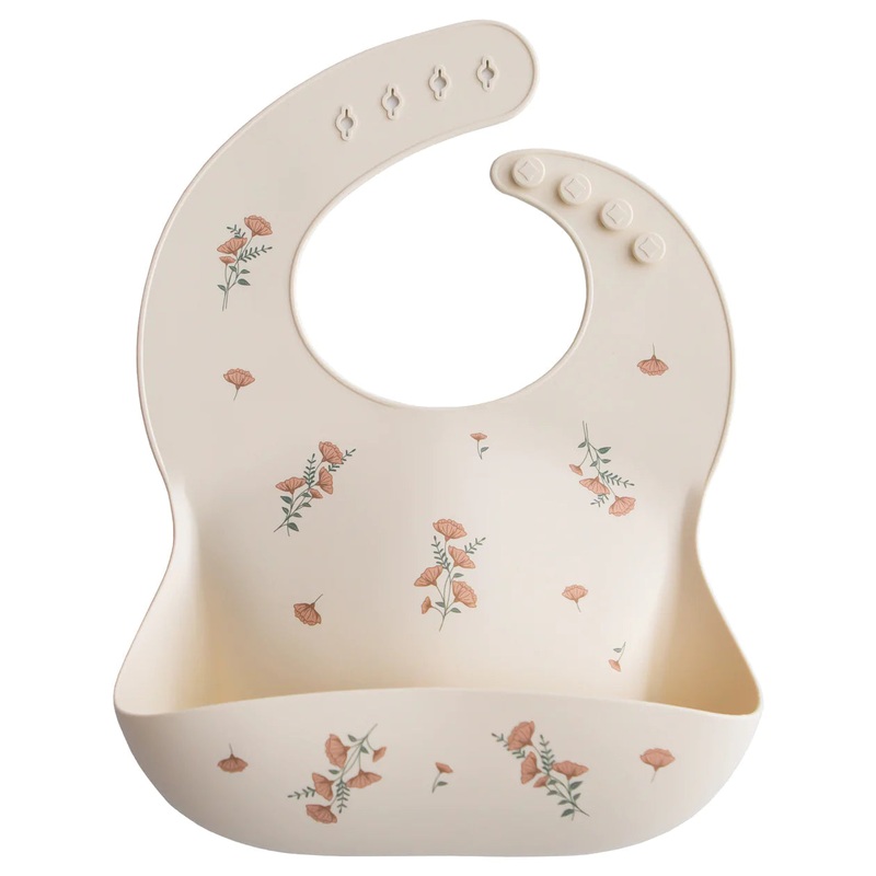 Silicone Bib – Pink Flowers