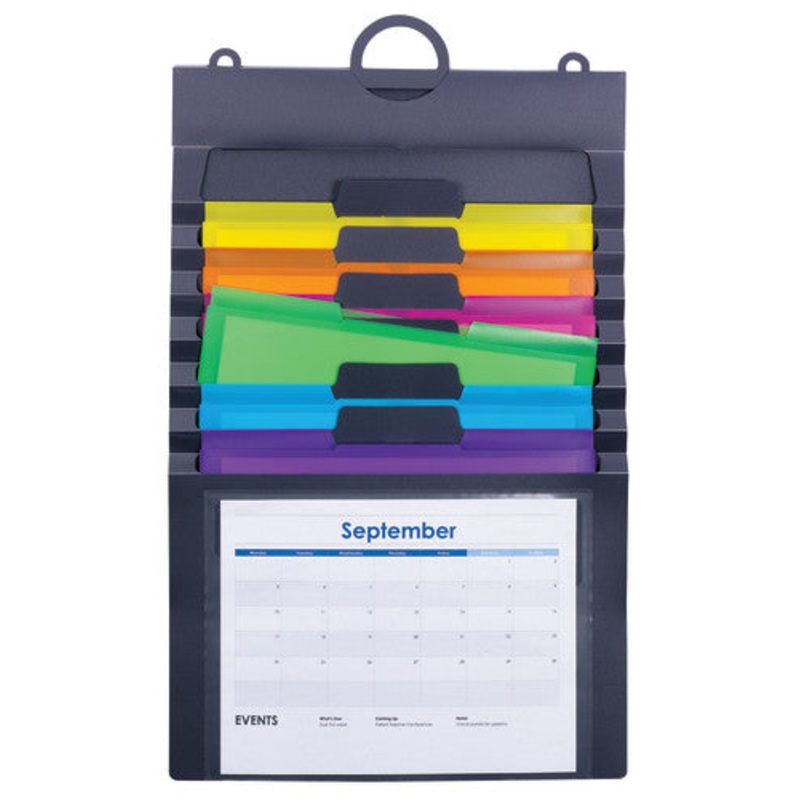 Smead Cascading Wall Organizer, Gray with Bright Pockets
