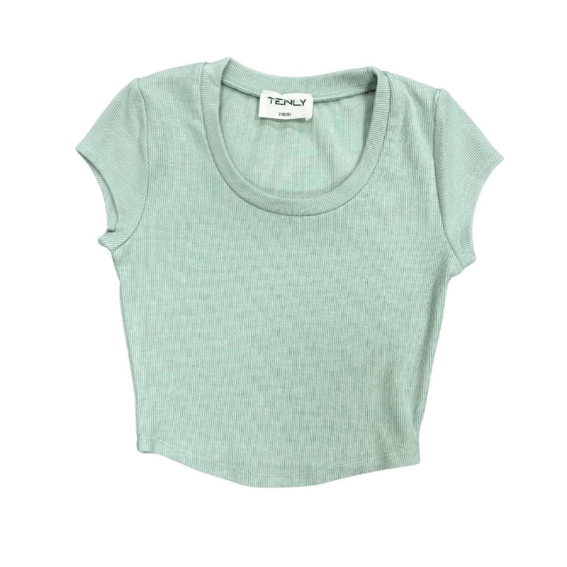 Short Sleeve Scoop Neck Crop – Pistachio