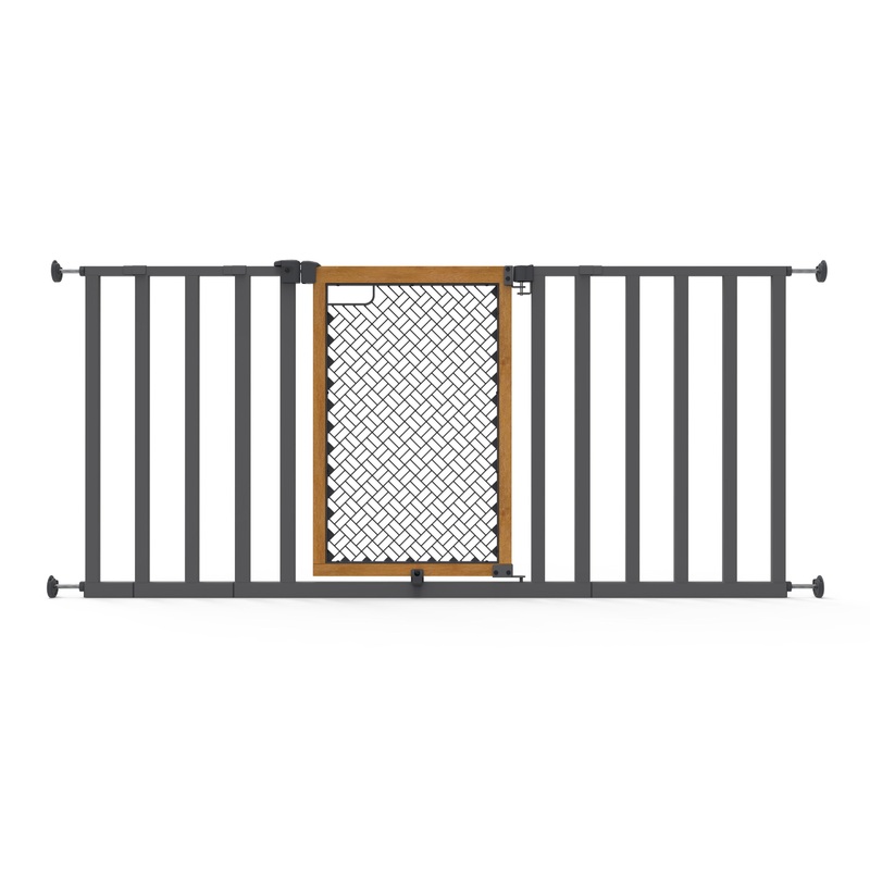 The Thruway 60XW Series Extra Wide Safety Pet and Baby Gate, 30″-60″ Wide, 26″ Tall  Honey Oak