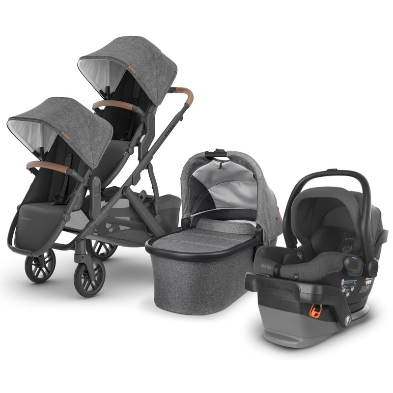 UPPAbaby VISTA V2 Double Stroller + MESA V2 Travel System Bundle with Rumble Seat V2+ – Greyson