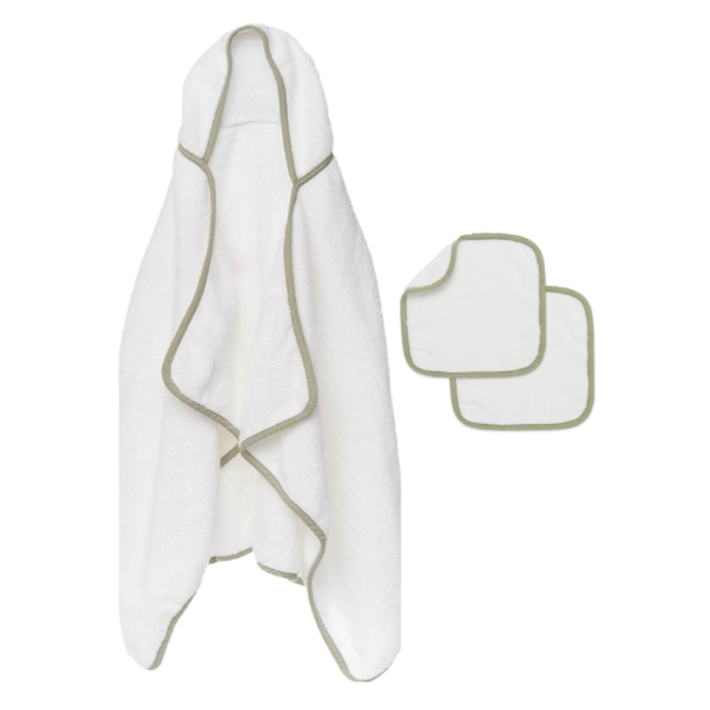 Lalo The Hooded Towel + Washcloth Set, Sage